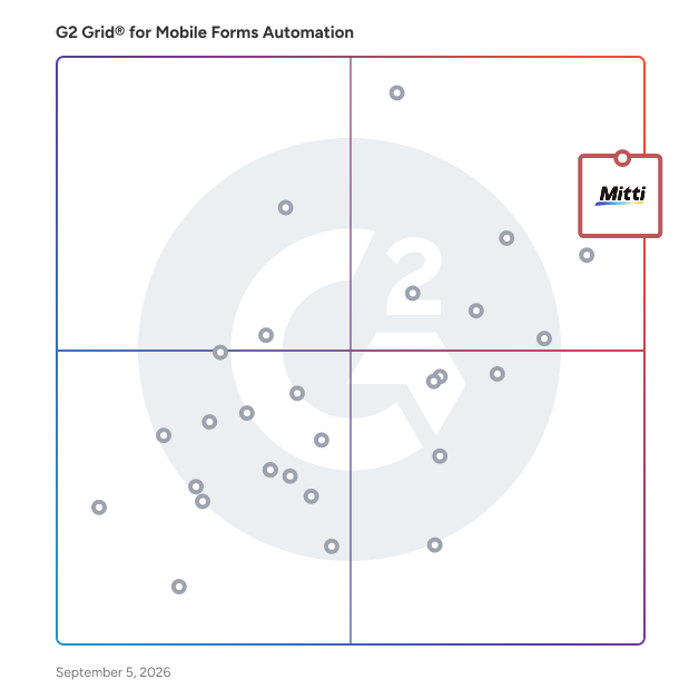 G2 Grid® for Mobile Forms Automation Software plotting products by satisfaction and market presence