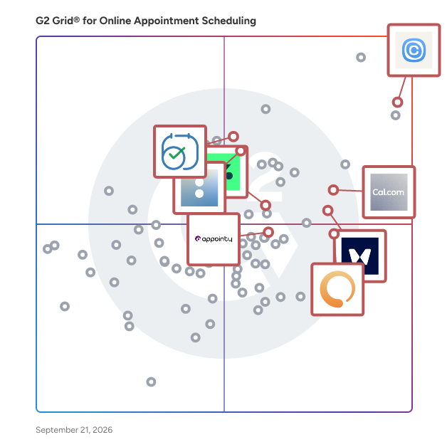 G2 Grid® for Cloud-Based Scheduling Platform in Online Appointment Scheduling Software, highlighting the products that define this theme