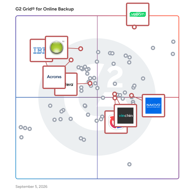 G2 Grid® for Data Replication in Online Backup Software, highlighting the products that define this theme