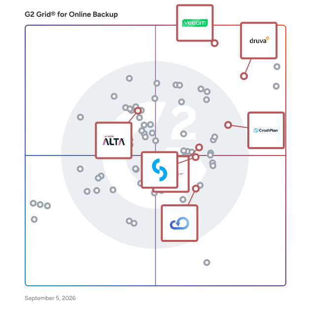 G2 Grid® for Cloud Data Security in Online Backup Software, highlighting the products that define this theme