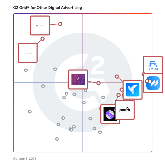 G2 Grid® for Other Digital Advertising Software plotting products by satisfaction and market presence