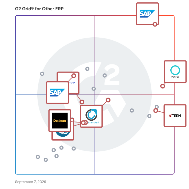 G2 Grid® for Cloud Deployment in Other ERP Software, highlighting the products that define this theme