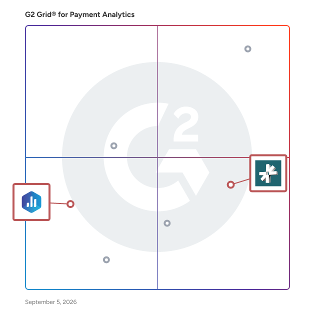 G2 Grid® for Financial Reporting and Analysis in Payment Analytics Software, highlighting the products that define this theme