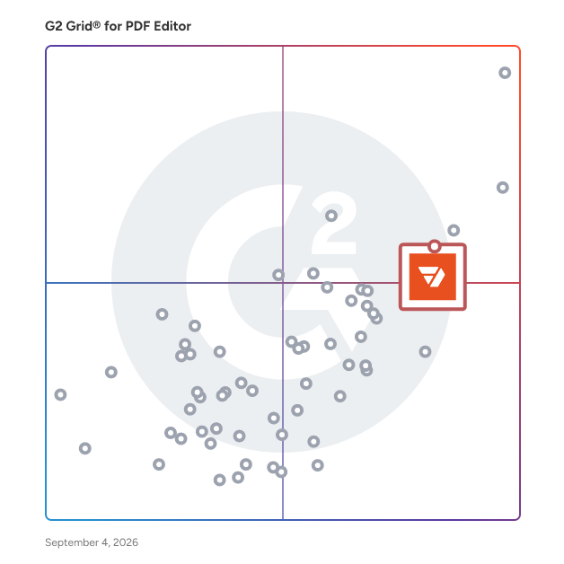 G2 Grid® for Cloud-Based PDF Management in PDF Editors, highlighting the products that define this theme