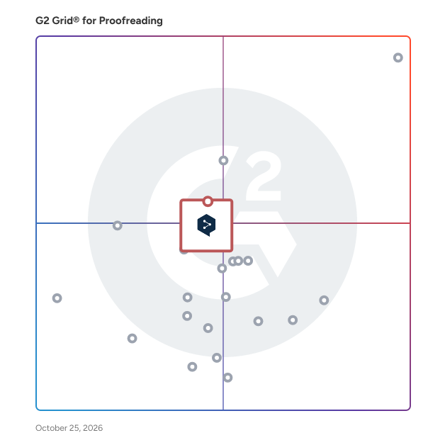 G2 Grid® for Translation Assistance in Proofreading Software, highlighting the products that define this theme
