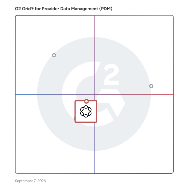 G2 Grid® for Automation and AI in Credentialing in Provider Data Management (PDM) Software, highlighting the products that define this theme