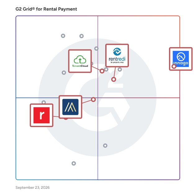 G2 Grid® for Tenant Screening in Rental Payment Software, highlighting the products that define this theme