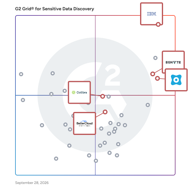 G2 Grid® for Data Governance and Compliance in Sensitive Data Discovery Software, highlighting the products that define this theme