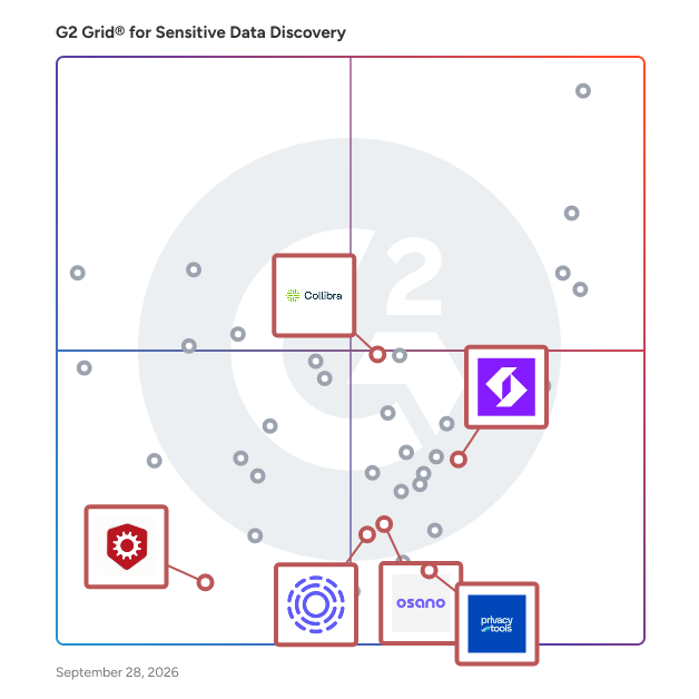 G2 Grid® for Privacy Impact Assessment in Sensitive Data Discovery Software, highlighting the products that define this theme