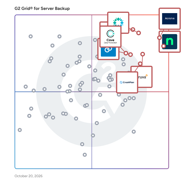 G2 Grid® for Server Backup Software plotting products by satisfaction and market presence