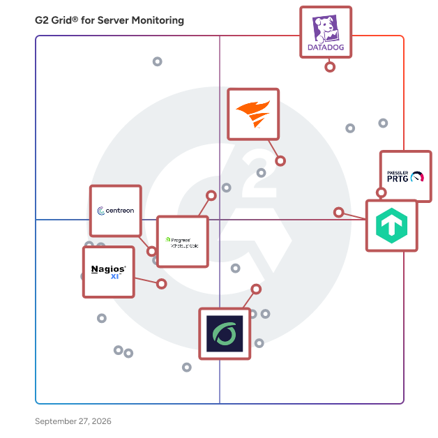 G2 Grid® for Infrastructure Monitoring in Server Monitoring Software, highlighting the products that define this theme