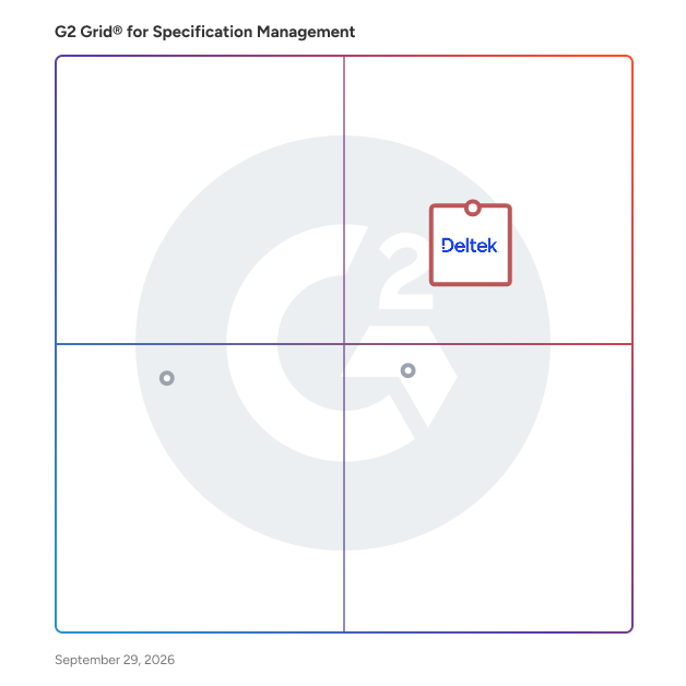 G2 Grid® for Specification Management Software plotting products by satisfaction and market presence