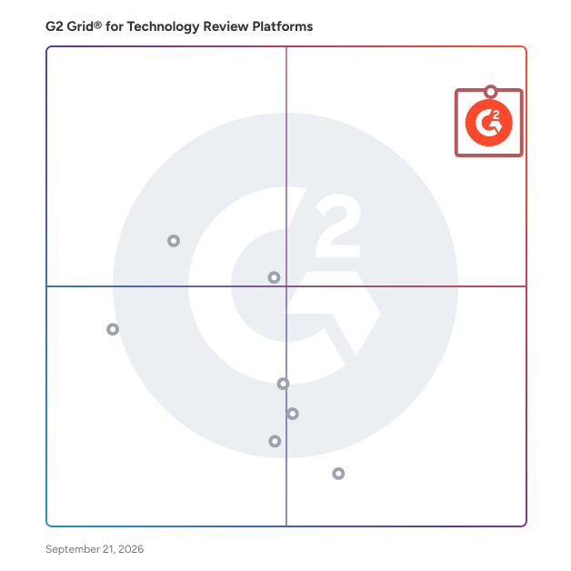 G2 Grid® for Technology Review Platforms plotting products by satisfaction and market presence
