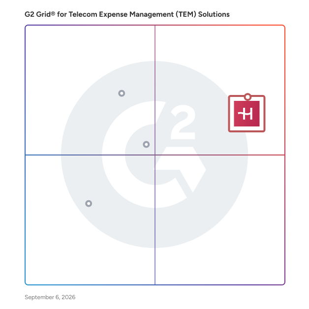 G2 Grid® for Telecom Expense Management (TEM) Solutions plotting products by satisfaction and market presence