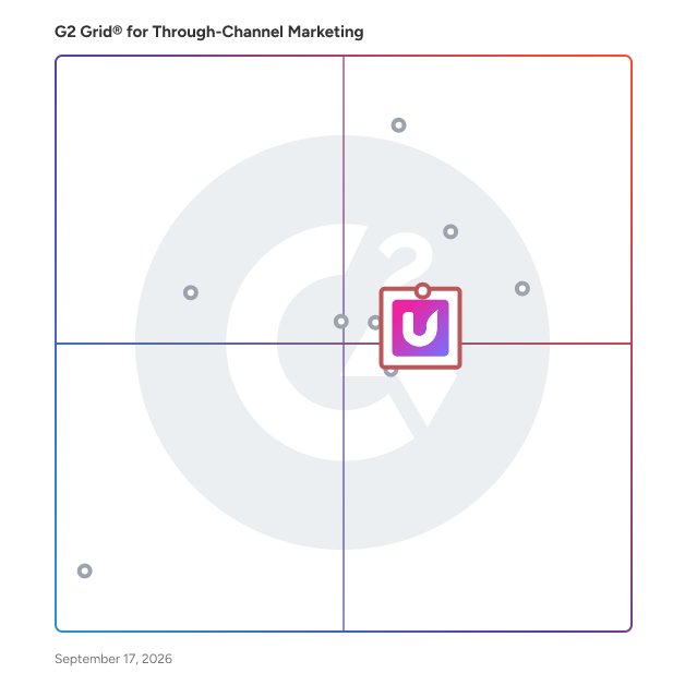 G2 Grid® for Through-Channel Marketing Software plotting products by satisfaction and market presence